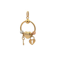 Load image into Gallery viewer, 18K Gold Pendant Charm Heart Keys Beads 2.27 grams - Rafant