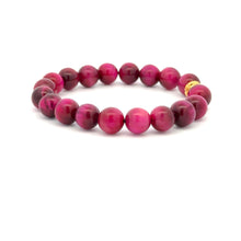 Load image into Gallery viewer, 18K Gold Money Ball Lucky Charm Beads Bracelet Gemstones Pink Tiger's Eye 8mm - Rafant
