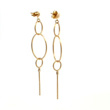 Load image into Gallery viewer, 18K Gold Earrings Dangle Drop Circles 2.50 grams - Rafant