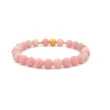Load image into Gallery viewer, 18K Gold Money Ball Lucky Charm Beads Bracelet Gemstones Pink Opal 6mm - Rafant