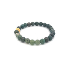Load image into Gallery viewer, 18K Gold Money Ball Lucky Charm Beads Bracelet Gemstones Moss Agate 6mm - Rafant