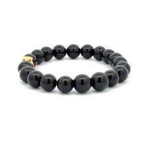 Load image into Gallery viewer, 18K Gold Money Bag Lucky Charm Beads Bracelet Gemstones Obsidian 8mm - Rafant