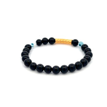 Load image into Gallery viewer, 18K Gold Tube Lucky Charm Bracelet Gemstones Onyx 6mm - Rafant