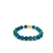 Load image into Gallery viewer, 18K Gold Dragon Pixiu Piyao Lucky Charm Beads Bracelet Gemstones Apatite 8mm - Rafant