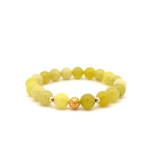 Load image into Gallery viewer, 18K Gold Money Ball Lucky Charm Beads Bracelet Gemstones Lemon Jade 8mm - Rafant