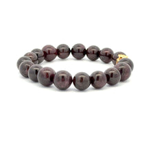 Load image into Gallery viewer, 18K Gold Money Bag Lucky Charm Beads Bracelet Gemstones Garnet 8-8.5mm - Rafant