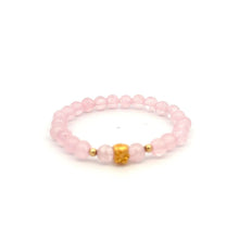 Load image into Gallery viewer, 18K Gold Money Bag Lucky Charm Beads Bracelet Gemstones Rose Quartz 6mm - Rafant