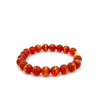 Load image into Gallery viewer, 18K Gold Dragon Pixiu Piyao Lucky Charm Beads Bracelet Gemstones Red Agate 8mm - Rafant
