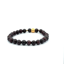 Load image into Gallery viewer, 18K Gold Money Bag Lucky Charm Beads Bracelet Gemstones Garnet 6mm - Rafant