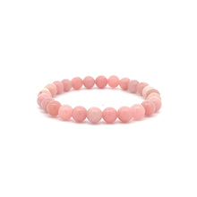 Load image into Gallery viewer, Natural Opal Pink Gemstones 6mm Stretchable Bracelet 18k Gold Bead Charm - Rafant