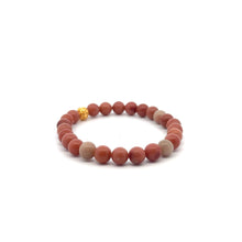 Load image into Gallery viewer, 18K Gold Money Ball Lucky Bracelet Gemstones Jade Indian Red 6mm - Rafant