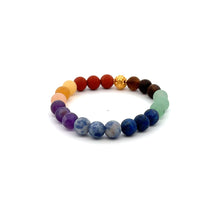 Load image into Gallery viewer, 18K Gold Coin Ball Lucky Charm Bracelet Gemstones Natural Matte Chakra 6mm - Rafant