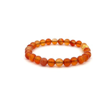 Load image into Gallery viewer, 18K Gold Money Ball Lucky Charm Beads Bracelet Gemstones Carnelian 6mm - Rafant