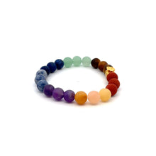 Load image into Gallery viewer, 24K Yellow Gold Money Bag Lucky Bracelet Matte Chakra Gemstones 6mm - Rafant