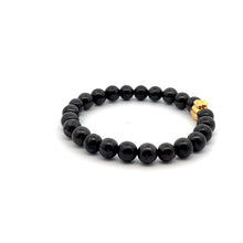 Load image into Gallery viewer, 18K Gold Money Bag Lucky Charm Bracelet Gemstones Natural Shungite 6mm - Rafant