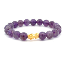 Load image into Gallery viewer, 18K Gold Pixiu Piyao Bracelet Natural Gemstones 8-10mm Birthstones Wealth Bracelet - Rafant