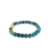 Load image into Gallery viewer, 18K Gold Dragon Pixiu Piyao Lucky Charm Beads Bracelet Gemstones Apatite 6mm - Rafant