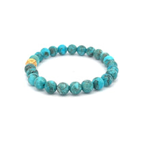 Load image into Gallery viewer, 18K Gold Money Ball Lucky Bracelet Gemstones Turquoise 6mm - Rafant
