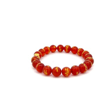 Load image into Gallery viewer, 24K Yellow Gold Money Bag Lucky Bracelet Gemstones Red Agate 8mm - Rafant