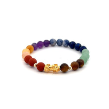 Load image into Gallery viewer, 18K Gold Dragon Pixiu Piyao Lucky Charm Beads Bracelet Gemstones Matte Chakra 6mm - Rafant