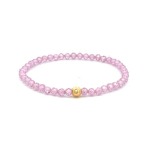 Load image into Gallery viewer, 18K Gold Bead Stretchable Bracelet Pink Faceted Zircon Gemstones - Rafant