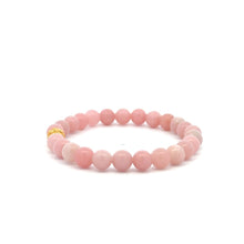 Load image into Gallery viewer, 18K Gold Coin Ball Lucky Charm Bracelet Gemstones Natural Pink Opal 6mm - Rafant