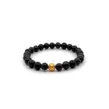 Load image into Gallery viewer, 18K Gold Coin Ball Lucky Charm Bracelet Gemstones Natural Shungite 6mm - Rafant