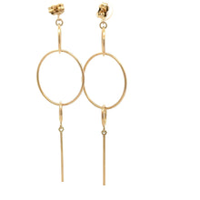 Load image into Gallery viewer, 18K Gold Earrings Dangle Drop Circles 2.50 grams - Rafant