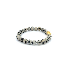 Load image into Gallery viewer, 18K Gold Dragon Pixiu Piyao Lucky Charm Bracelet Gemstones Dalmatian Jasper 6mm - Rafant