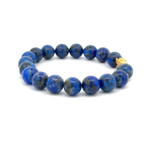 Load image into Gallery viewer, 18K Gold Dragon Pixiu Piyao Lucky Charm Bead Bracelet Gemstones Lapis Lazuli 8mm - Rafant