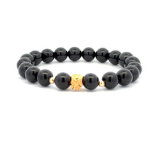 Load image into Gallery viewer, 18K Gold Money Bag Lucky Charm Beads Bracelet Gemstones Obsidian 8mm - Rafant