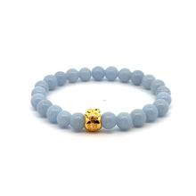 Load image into Gallery viewer, 18K Gold Money Bag Lucky Charm Bracelet Gemstones Angelite 6mm - Rafant