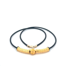 Load image into Gallery viewer, 24K/18K Gold Lucky Charm Rubber Cord 16 inches Necklace with 14k Gold Clasps - Rafant