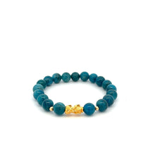 Load image into Gallery viewer, 18K Gold Dragon Pixiu Piyao Lucky Charm Beads Bracelet Gemstones Apatite 8mm - Rafant