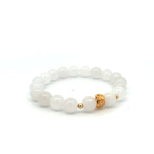 Load image into Gallery viewer, 18K Gold Money Bag Lucky Charm Beads Bracelet Gemstones White Jade 8mm - Rafant