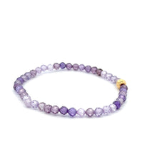 Load image into Gallery viewer, 18K Gold Bead Stretchable Bracelet Purple Faceted Zircon Gemstones - Rafant