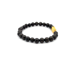 Load image into Gallery viewer, 24K Gold Piyao Pixiu Lucky Charm Bracelet Gemstones Shungite 6mm - Rafant