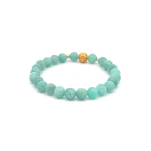 Load image into Gallery viewer, 18K Gold Money Ball Lucky Charm Beads Bracelet Gemstones Amazonite Peru 6mm - Rafant