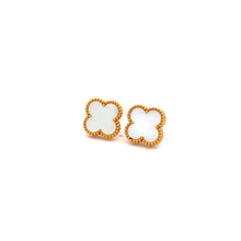 Load image into Gallery viewer, 18K Gold Earrings Stud Clover White Mother of Pearl