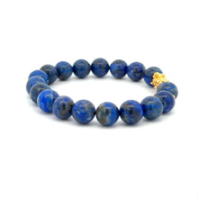 Load image into Gallery viewer, 18K Gold Dragon Pixiu Piyao Lucky Charm Beads Bracelet Gemstones Lapis Lazuli 8mm - Rafant