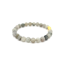 Load image into Gallery viewer, 18K Gold Pixiu Piyao Bracelet Elastic Natural Gemstones Labradorite 6mm - Rafant