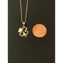 Load image into Gallery viewer, 18K Gold Necklace Rolo Chain 16 inches Four Clover Pendant - Rafant