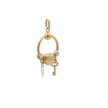 Load image into Gallery viewer, 18K Gold Pendant Charm Heart Keys Beads 2.27 grams - Rafant