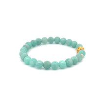 Load image into Gallery viewer, 18K Gold Money Ball Lucky Charm Beads Bracelet Gemstones Amazonite Peru 6mm - Rafant