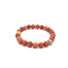 Load image into Gallery viewer, 18K Gold Money Ball Lucky Charm Beads Bracelet Gemstones Jade Indian Red 6mm - Rafant