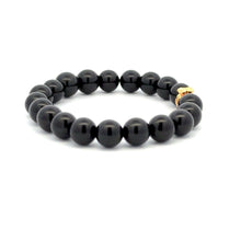 Load image into Gallery viewer, 18K Gold Money Bag Lucky Charm Beads Bracelet Gemstones Obsidian 8mm - Rafant