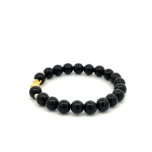 Load image into Gallery viewer, 18K Gold Dragon Pixiu Piyao Lucky Charm Bead Bracelet Gemstone Black Obsidian 8mm - Rafant