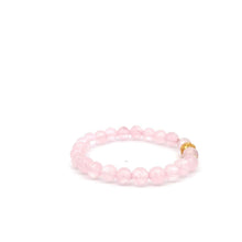 Load image into Gallery viewer, 18K Gold Money Ball Lucky Charm Beads Bracelet Gemstones Rose Quartz 6mm - Rafant