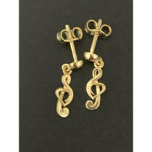 Load image into Gallery viewer, 18K Gold Music Note Drop Dangling Earrings 2.12 grams - Rafant