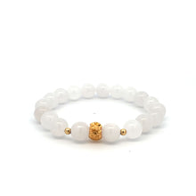 Load image into Gallery viewer, 18K Gold Money Bag Lucky Charm Beads Bracelet Gemstones White Jade 8mm - Rafant